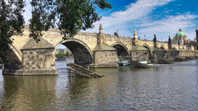 Charles Bridge over Vltava River - Prague