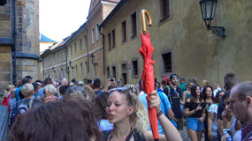 Lines of people for entry to St Vitus