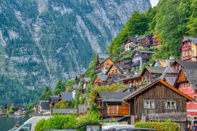 Houses perched along mountain edge
