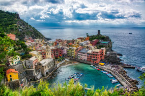 Colorful houses around Vernazza's Harbor
