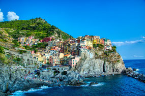 trail view of the old city of Manarola