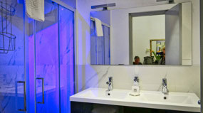 Modern Bathroom - colored shower lights