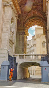 Papal Swiss Guard at Arch of Bells