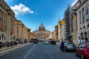 view of St Peters along Via della Conciliazione