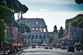 other end of via dei Forti Imperial-Colosseum