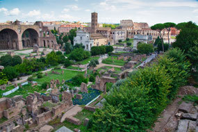 panorama view of Ancient Roman Forum