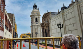 guarded street to Plaza de Armas, Lima, Peru