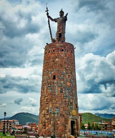 Pachacutec statue in roundabout