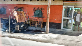 Slab of Lamb Cooking