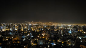 City lights from hotel room
