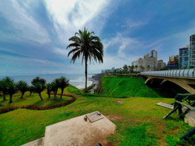 coastal view after pedestrian bridge over road