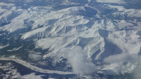 Flight south over the mountains