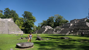 Caracol - Gine checks out all the stela