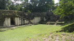 Tikal - inside the palace of the vertical columns