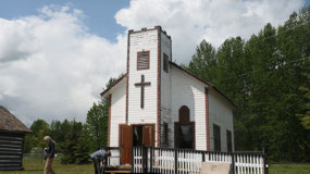 Houston - Heritage corner with the old church