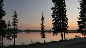 Lakeview campsite - sunset over the lake