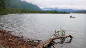 Kenai lake in clouds