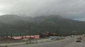 Denali town in the rain