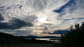 Teslin  - sunset with lake view
