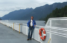 on the ferry to the island