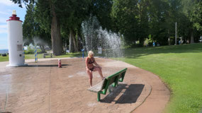 Willingdon Beach waterpark: the water is cold