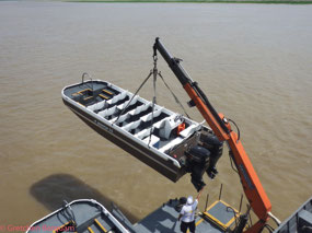 Unloading the small tour boats