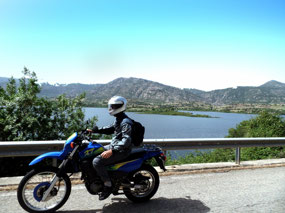 Gabrielle on his XT 600 Yamaha