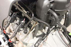 Engine - Fuel Line Flex Hose Installed