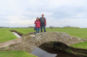 St Andrews - Rick & Jody at Swilcan Bridge