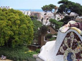 Even outside of benches had mosaic designs