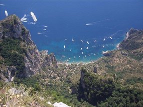 Big yachts are ants from the peak of Mt Solaro