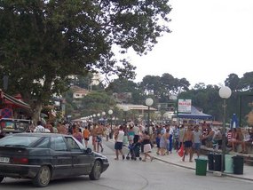 Small promenade is absolutely packed at night