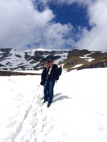 Bev tackling the snow on the trail 