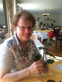 Bev with her Birthday rose