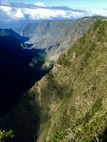 Looking into a deep valley enroute to the volcano 