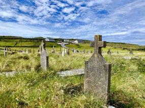 Windswept seaside graveyard at Inis Mor