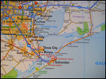 Our route to Bolivar Peninsula & the ferry.