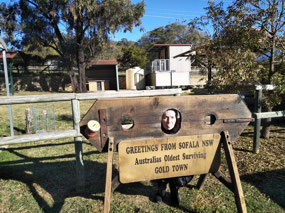 Linda in the stocks in sofala