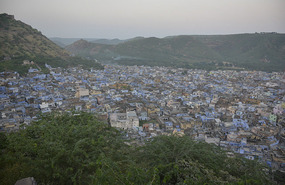 Looking down on Blue Houses