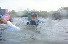 Dad after seeing and swimming with a White Tip