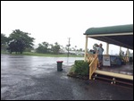 Graham keeping dry at Tully lunch stop