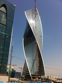 Spiral glass building