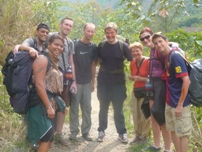 Our group with orange dye on our faces