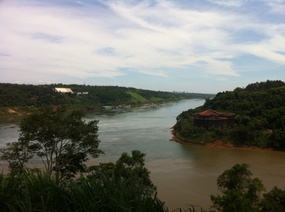 Brazil to the right and Paraguay to the left