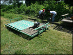 Bamboo train being turned around