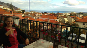 Port on our guesthouse terrace overlooking Funchal