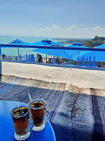 Exorbitant mint teas with a view of Sidi Bou Said