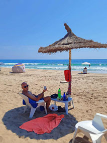 Our free palapa and chairs on the beach