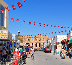 The approach to El Jem's Amphitheater