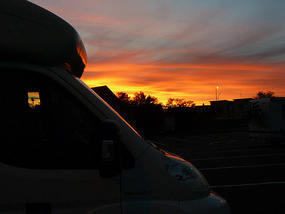 Beautiful sunset over MH Aire Semur-en-Auxois